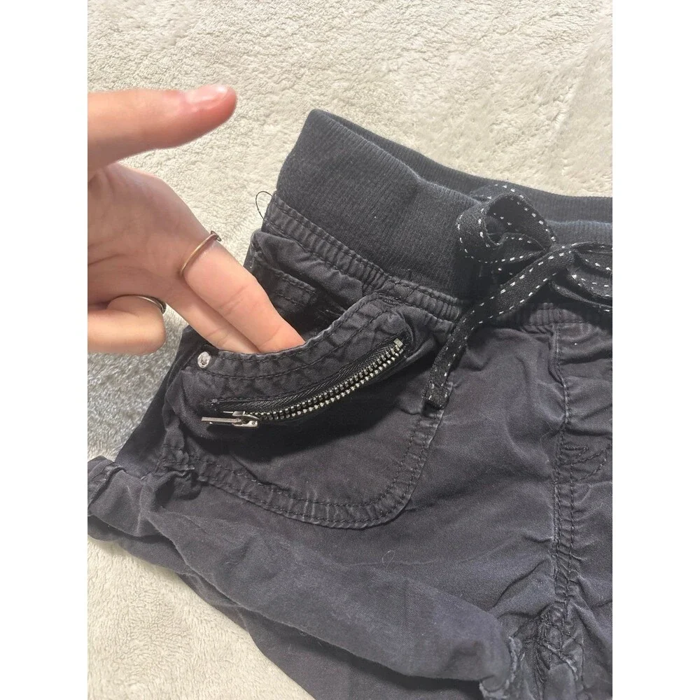 Girls black shorts drawstring Y2K playwear summer cotton basic teens vintage